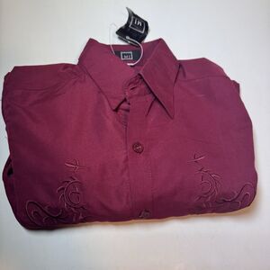 MJ Collection 2 Piece Boys Outfit Set Size 10 Burgundy NWT Long Sleeve Button Up